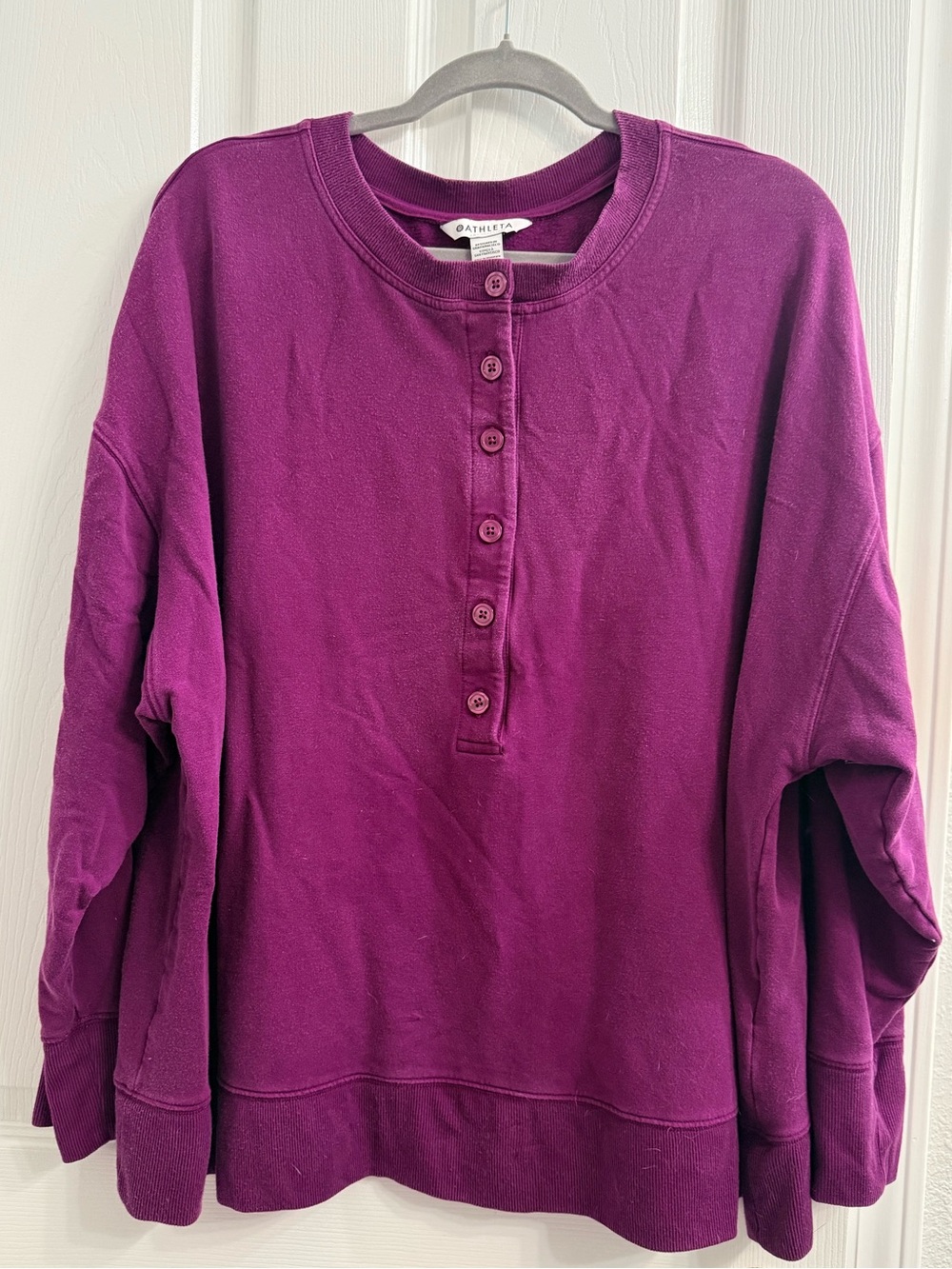 Athleta Plum Henley Button Sweatshirt